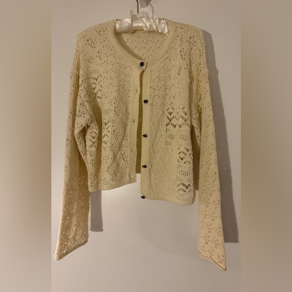 Cream Crochet Button-Up Cardigan - Zara - Picture 2 of 5